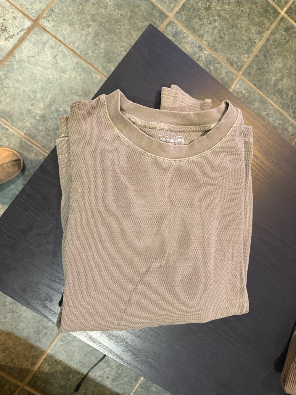 LG Men’s American Eagle Waffle Knit Crewneck Shirt - Taupe